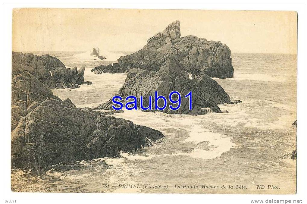 Lot De 2 CPA - Primel - La Pointe  - Rocher De La Tête -N.D.,n°751- Circulé En 1920 - Pointe De La Décapitation Réf:6889 - Primel