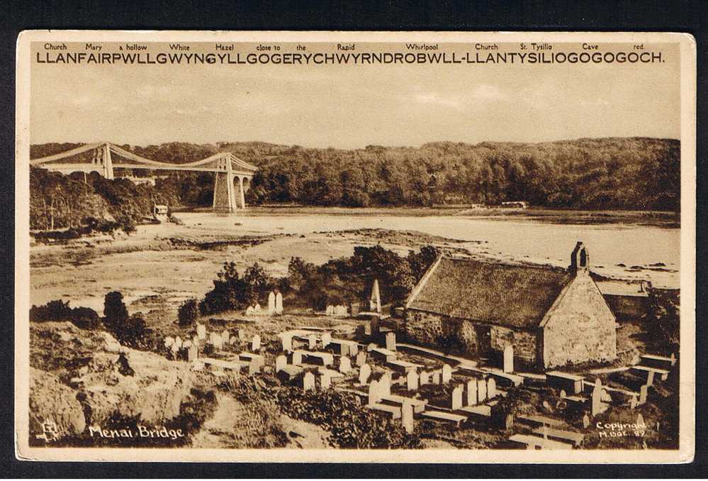 RB 589 - Raphael Tuck Postcard Menai Bridge Anglesey Wales - Llanfairpwllgwyngllgogerychwyrndrobwll-llantysiliogogogoch - Anglesey