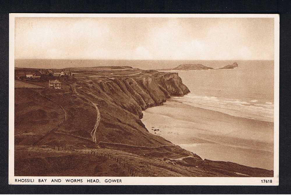 RB 589 - J. Salmon Postcard Rhossili Bay & Worms Head Gower Glamorgan Wales - Glamorgan