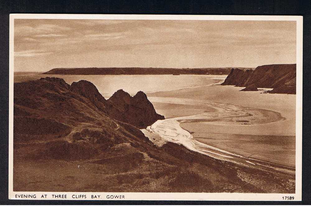 RB 589 - J. Salmon Postcard Evening At Three Cliffs Bay Gower Glamorgan Wales - Glamorgan