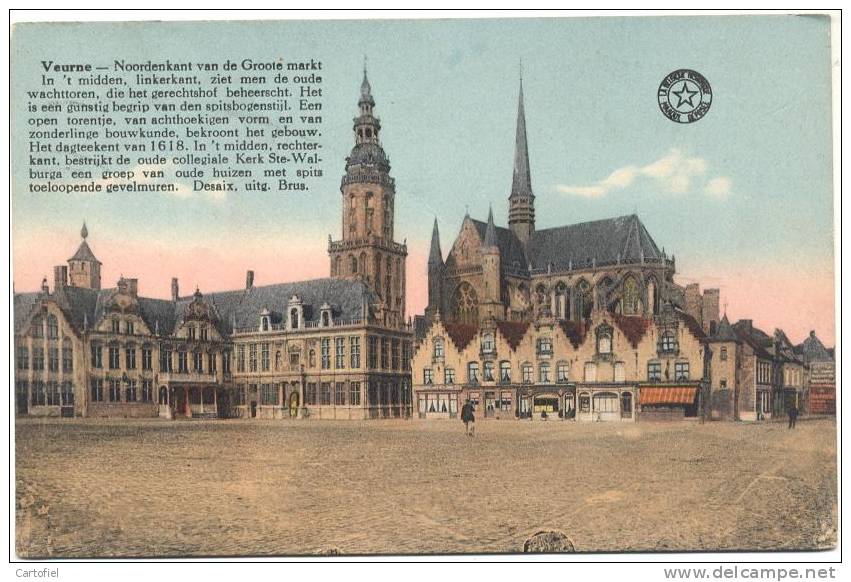 VEURNE-NOORDENKANT VAN DE GROOTE MARKT-MET WACHTTOREN-GERECHTSHOF - Veurne