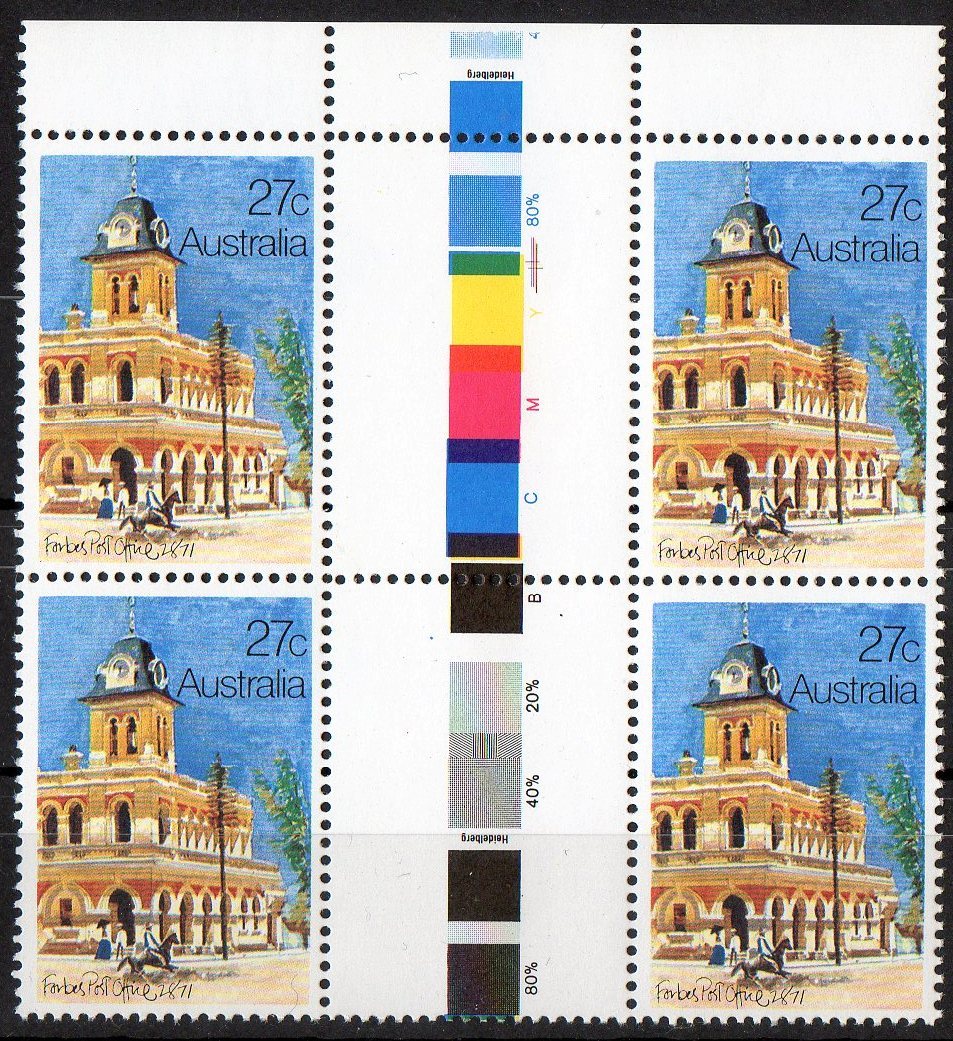 Australia 1982 Post Offices 27c Forbes Gutter Block Of 4 MNH - Mint Stamps