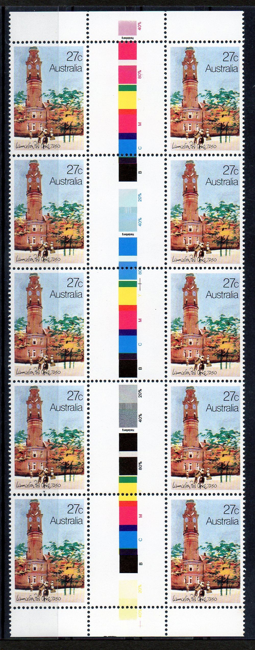 Australia 1982 Post Offices 27c Launceston Gutter Block Of 10 MNH - Mint Stamps