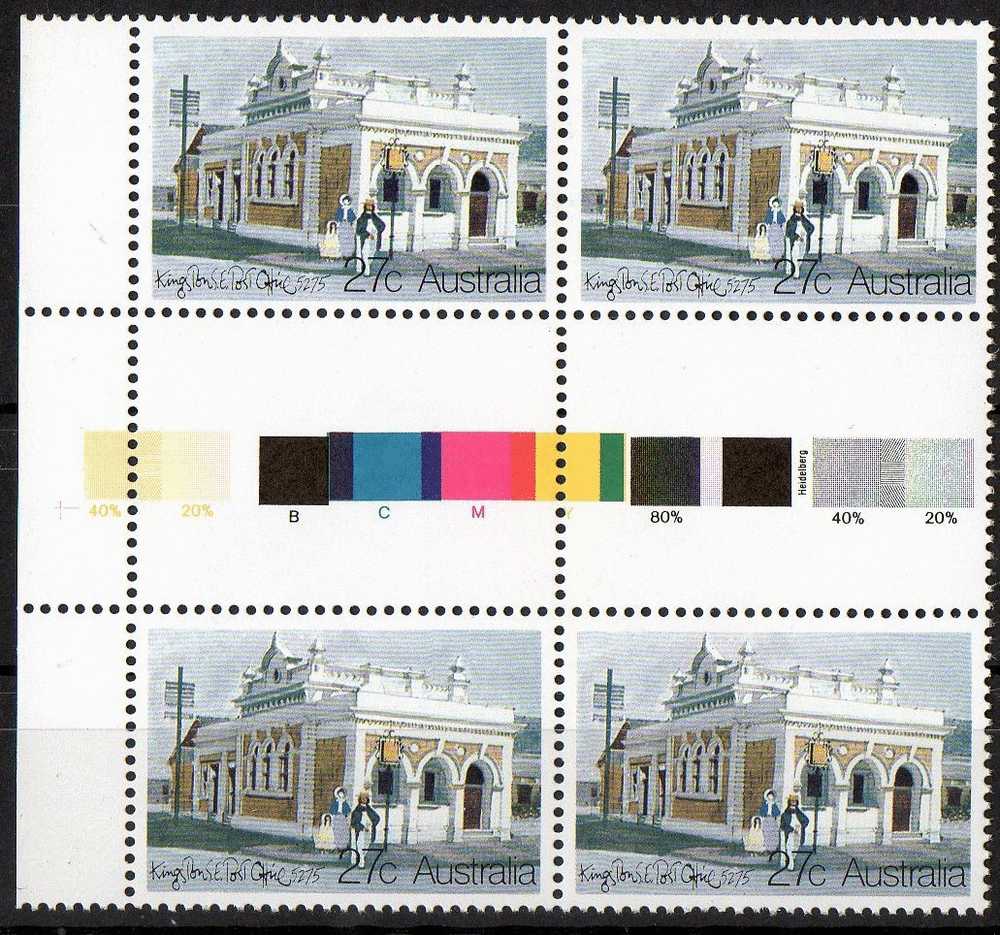 Australia 1982 Post Offices 27c Kingston Gutter Block Of 4 MNH - Mint Stamps