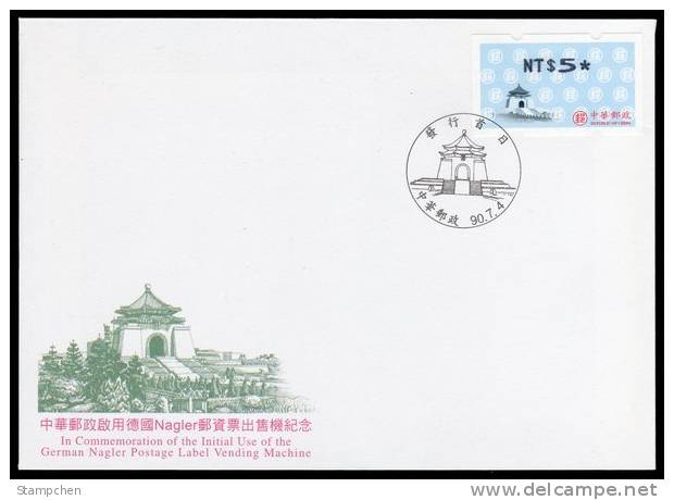 FDC 2001 Taiwan 3rd Issued ATM Frama Stamp - CKS Memorial Hall - Automaatzegels [ATM]