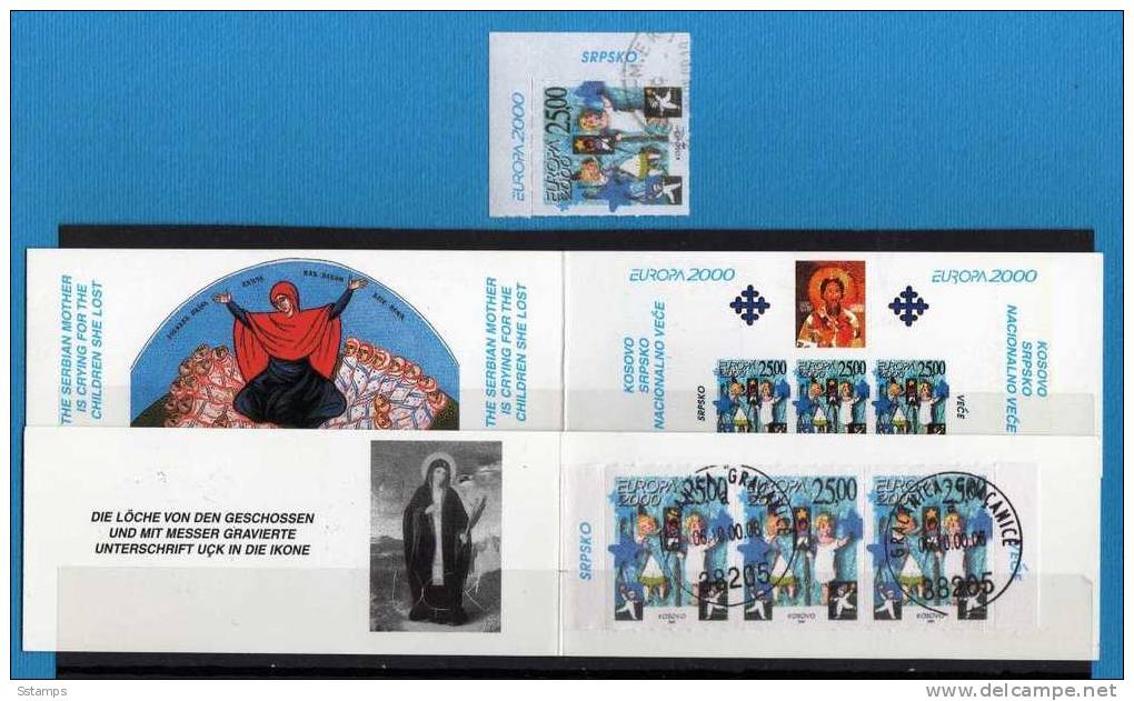 U-1z KOSOVO JUGOSLAVIA EUROPA CEPT 2000 CHILDREN - STAMP-BOOKLETT USED-CANCELLED  RR - 2000