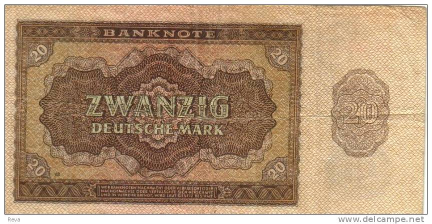 GERMANY EAST(?) 20 MARK BROWN MOTIF FRONT & BACK  DATED 1948  P13 READ DESCRIPTION !! - 20 Mark