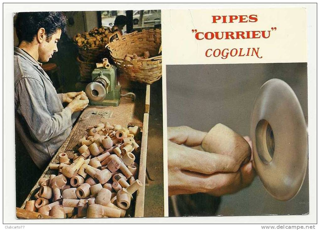 Cogolin (44) : 2 Vues Fraisage à Main à La Fabrique Des Pipes Courrieu Env 1977 (animée). - Cogolin