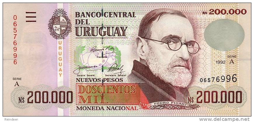 ® URUGUAY: 200000 Nuevos Pesos (1992) UNC - Uruguay