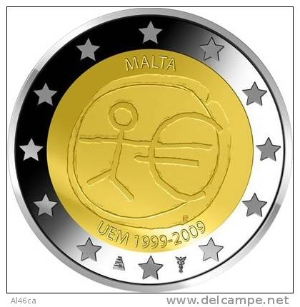 Pièce 2€commémorative Malte 2009 "10 Ans De L'Euro" - Malta