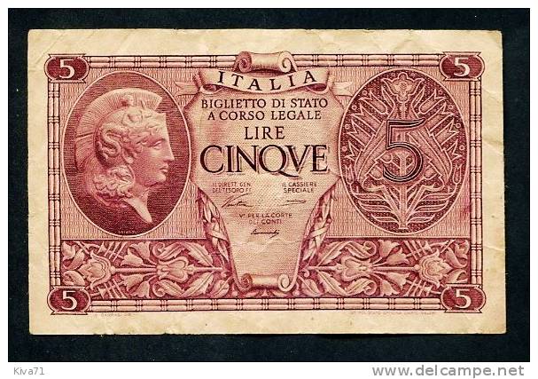 5  Lire " ITALIE "   23 Novembre 1944   TTB       Bc 54 - Italia – 5 Lire