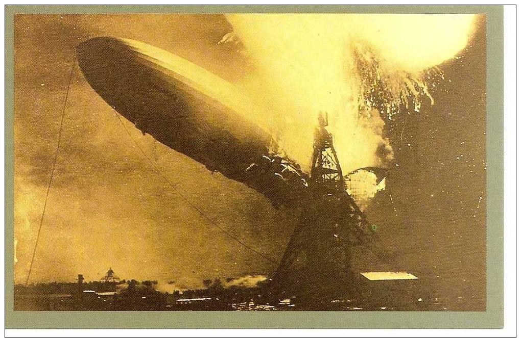 Nostalgia Series Postcard The Hindenburg Explodes1937 - Dirigeables