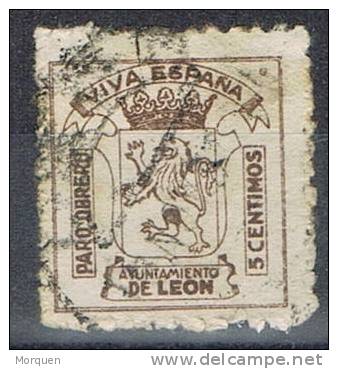 Pro Paro Obrero De LEON, 5 Cts, Guerra Civil º - Spanish Civil War Labels