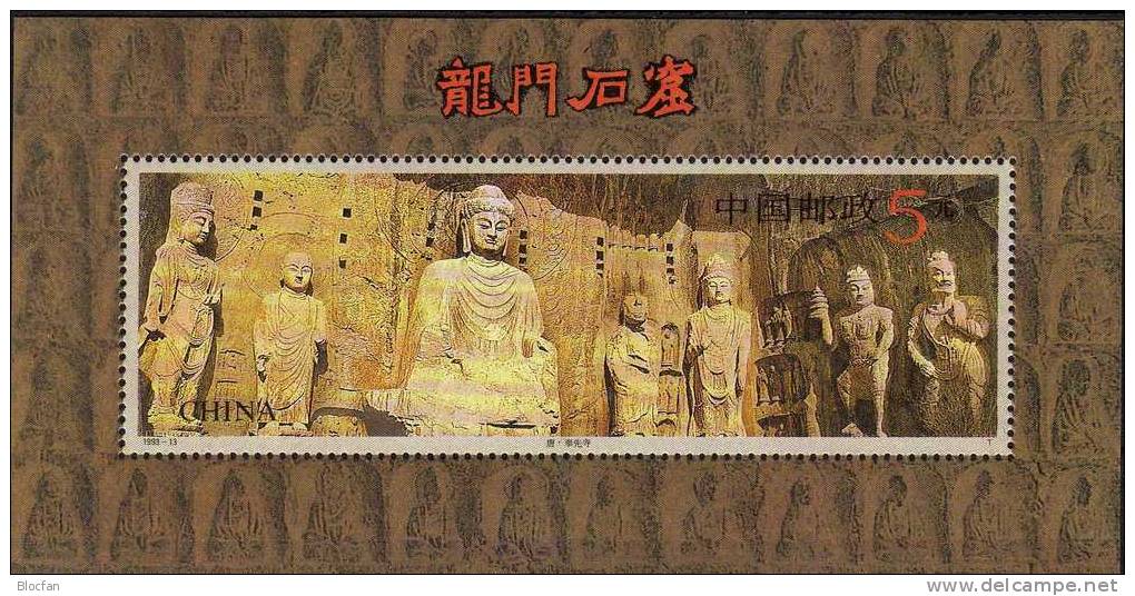 BMA Bangkok China 2496, AD, Block 63+ 63I ** 22€ Aufdruck In Gold Skulpturen Im Höhlentempel Der Longmen-Schlucht - Kostüme