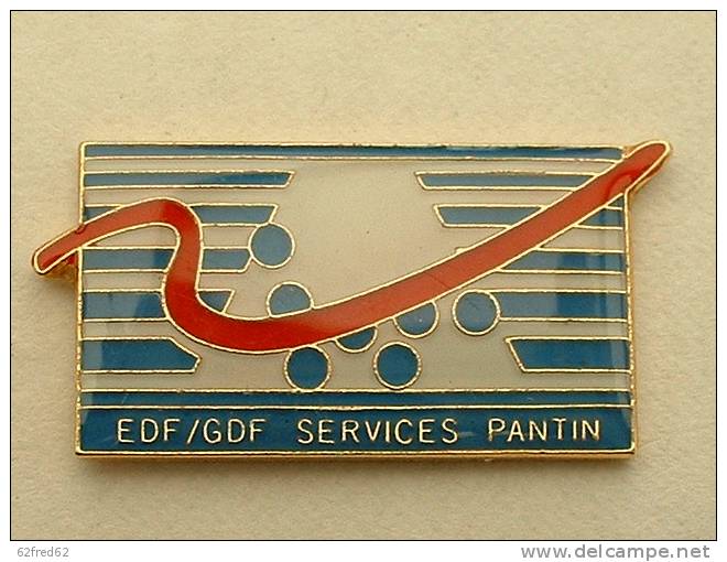 PIN´S EDF GDF SERVICES  - PANTIN  CARTOUCHE BLEU - EDF GDF