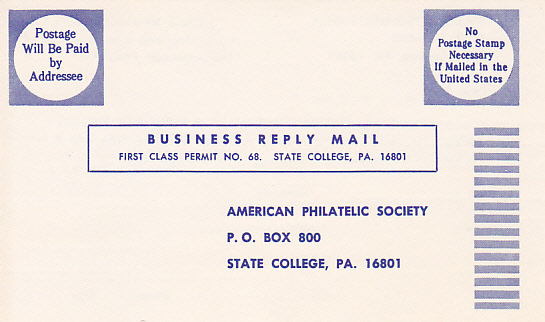 American Philatelic Society -  Card Business Reply Card - Poststempel