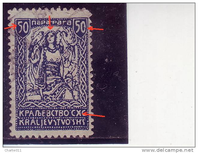 GIRL WITH FALCONS-50 P-ERROR-BROKEN 5-SHS-SLOVENIA--CROATIA -YUGOSLAVIA-1920 - Non Dentelés, épreuves & Variétés