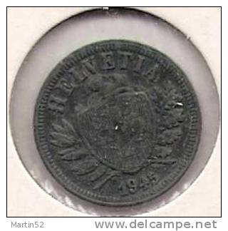 Schweiz Suisse: 2 Rappen / Centime 1945 (Zink O 20mm, 2.4g)    -unz / -unc. Originalpatina - 2 Centimes / Rappen