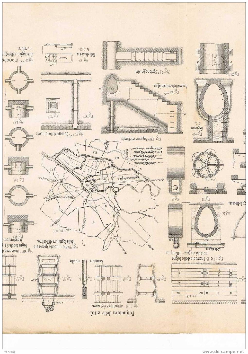 Fognatura Città Di Berlino-General Lageplan Von Der Abwasserkanal Von Der Stadt In Berlin -LITHO 1897- - Mapas Topográficas