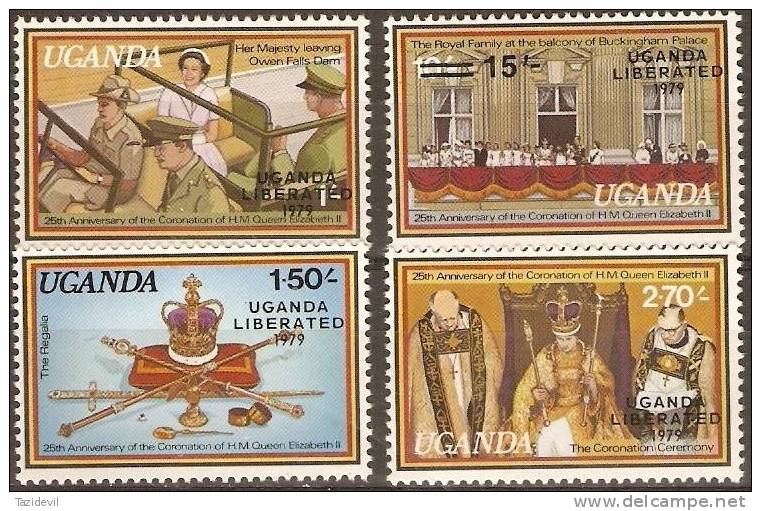 UGANDA - 1979 Coronation Overprinted Liberation. Scott 245-8. MNH ** - Ouganda (1962-...)