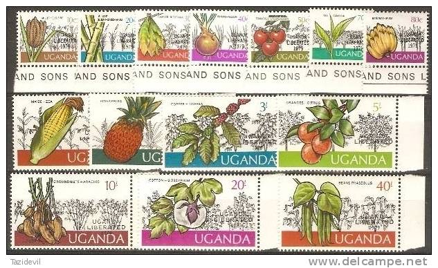 UGANDA - 1975 Crops Set Of 14 Overprinted Liberation. Scott 227-40. MNH ** - Uganda (1962-...)