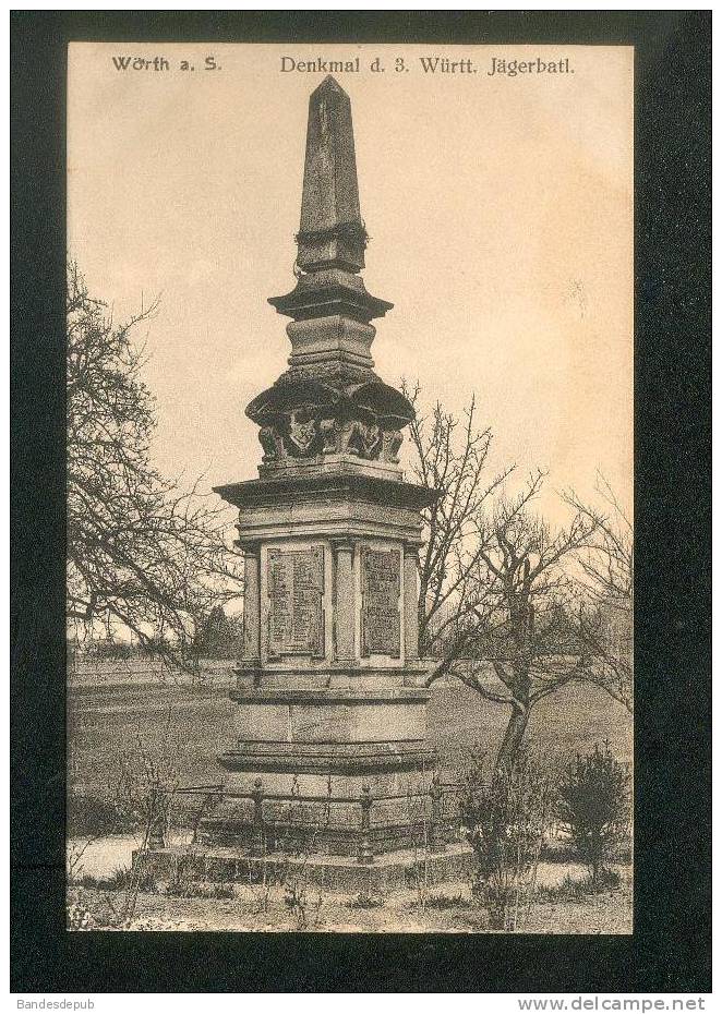 Allemagne - Wörth A. Sauer -  Denkmal D. S. Württ. Jägerbatl.  ( Verlag A. Levy ) - Elsass