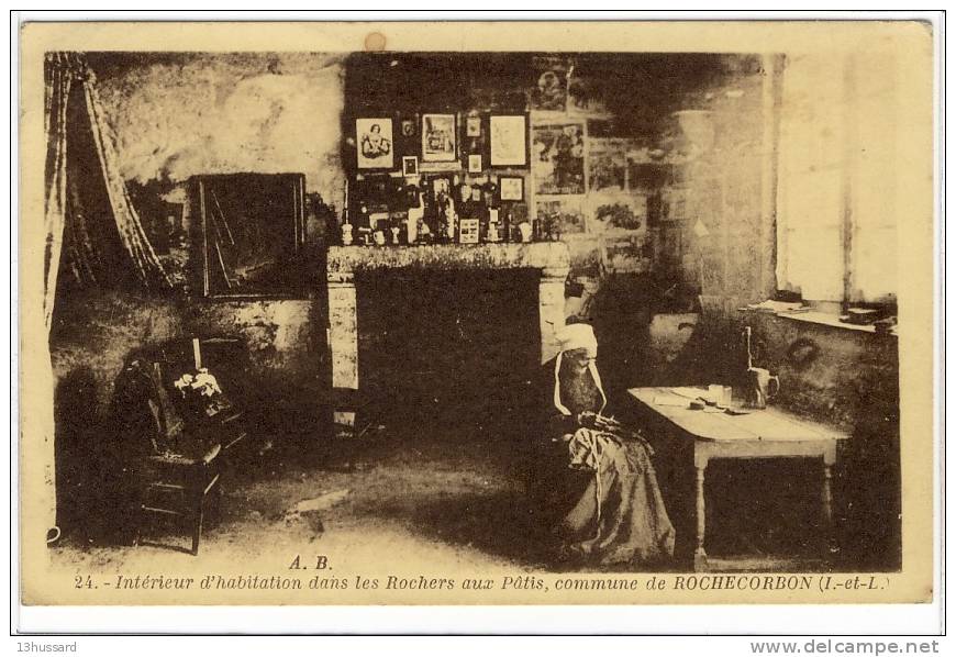 Carte Postale Ancienne Rochecorbon - Intérieur D'habitation Dans Les Rochers Aux Pâtis - Troglodytes - Rochecorbon