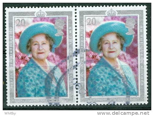 1999 20p Queen Mother Issue #1327 Horizontal Pair - Unclassified