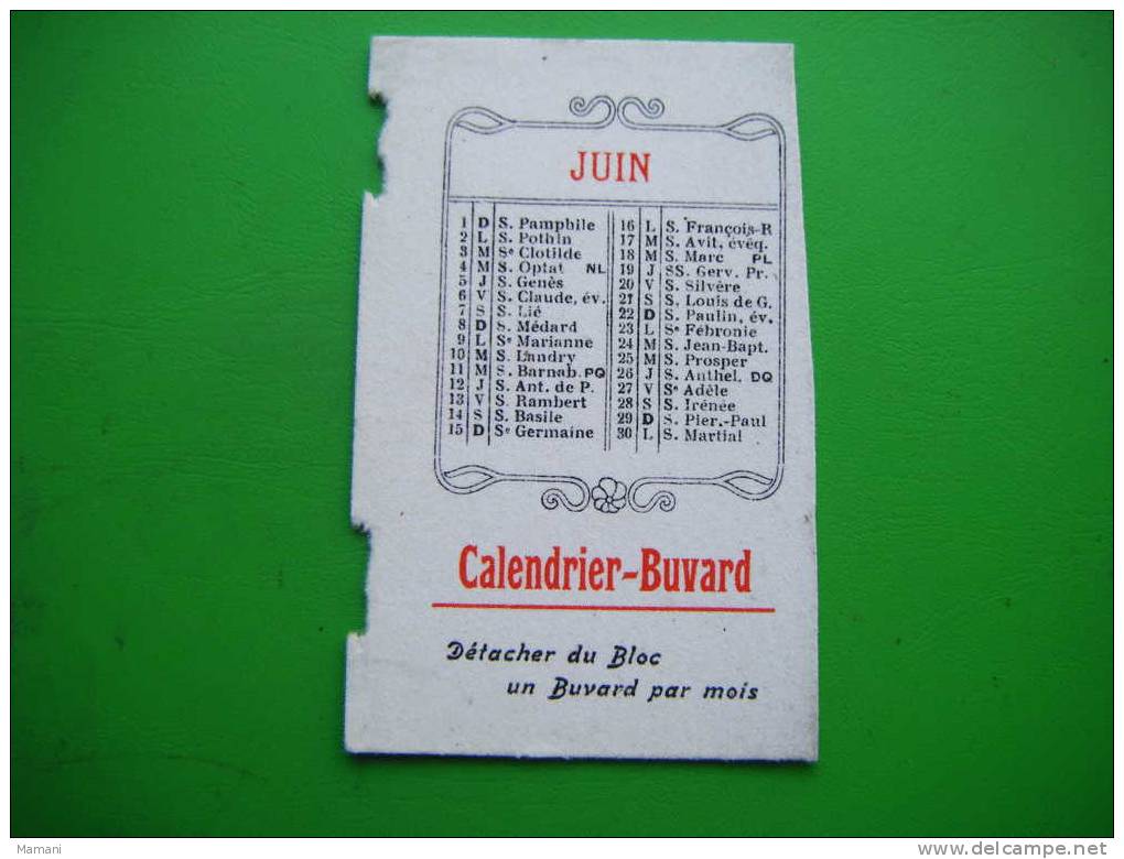 Calendrier Buvard 5.5cmx9cm -mois De Juin Seulement - - Autres & Non Classés