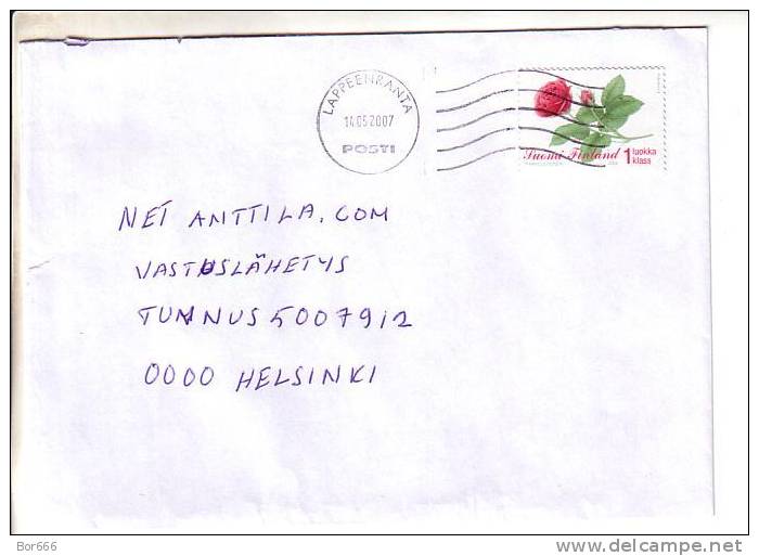 GOOD FINLAND Postal Cover 2007 - Good Stamped: Flower - Cartas & Documentos