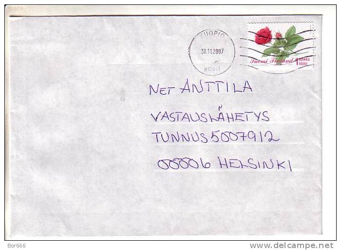 GOOD FINLAND Postal Cover 2007 - Good Stamped: Flower - Cartas & Documentos