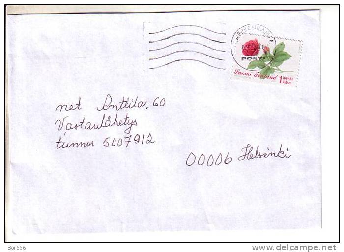 GOOD FINLAND Postal Cover 2008 - Good Stamped: Flower - Cartas & Documentos