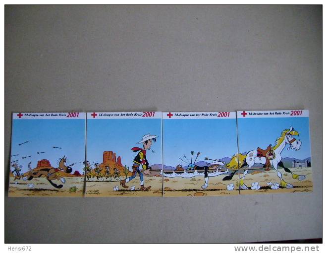 Autocollant / Sticker : 4x Sabena Rode Kruis / Croix Rouge : Lucky Luke & Daltons 2001 - Autocollants