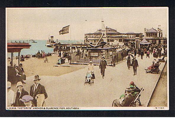 RB 591 -  Early Nigh Postcard H.M.S. Victory's Anchor & Clarence Pier Southsea Portsmouth Hampshire - Portsmouth