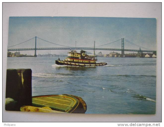 Delaware River Bridge Connecting Phil Pa & Camden NJ Circa 1963 Chrome - Camden