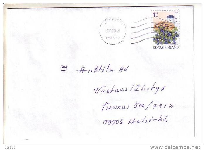 GOOD FINLAND Postal Cover 2008 - Good Stamped: Blueberry - Cartas & Documentos