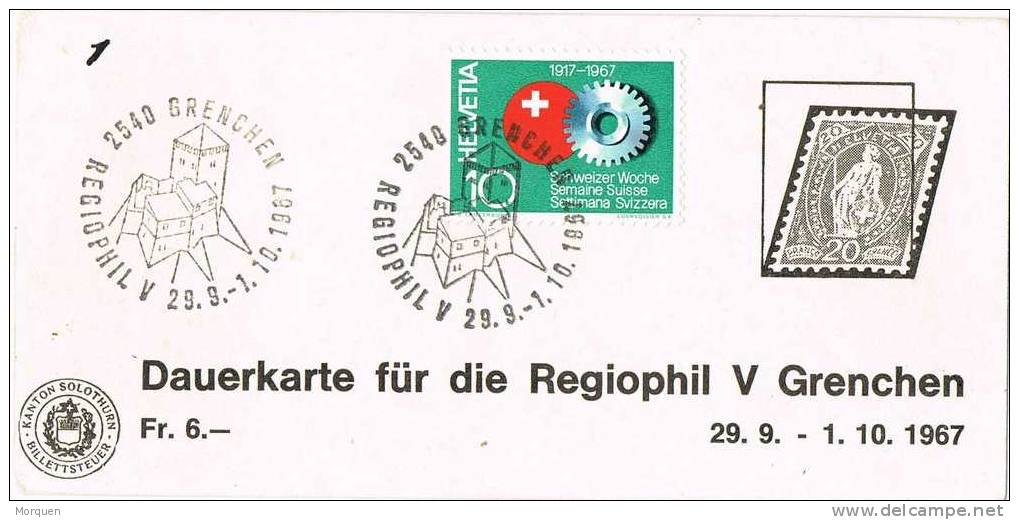 Tarjeta GRENCHEN 1967 (Suiza) Exposicion Filatelica REGIOPHIL V - Storia Postale