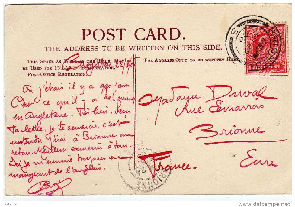 Postal,BRIGHTON 1906 (Inglaterra)  Post Card, Postkarte - Storia Postale