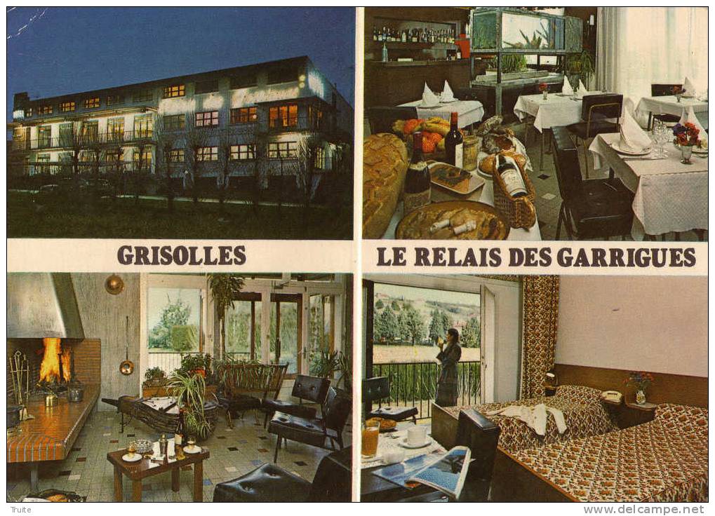 GRISOLLES CARTE PUBLICITAIRE RELAIS DES GARRIGUES +  PLAN AU DOS VOIR SCANS - Grisolles