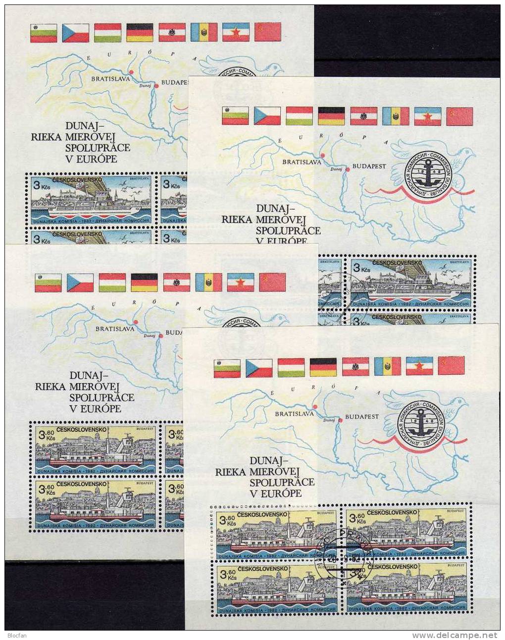 CEPT-Kommission Donau-Schiffe CSSR Block 51/52 **/o 28€ Mitläufer Donauschiff Flaggen Hb Bloc Flag M/s Ship Sheet Bf CSR - Unused Stamps