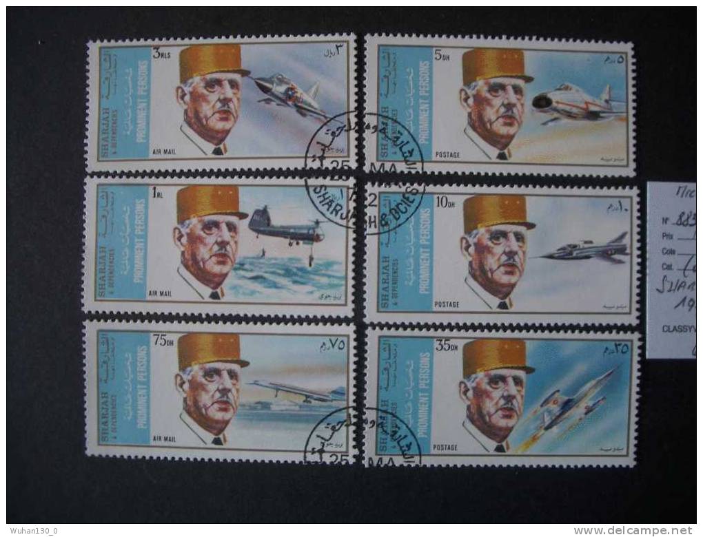 SHARJAH  ( O )  De 1972                         " Président  Charles DE GAULLE  "           6 Val - Sharjah