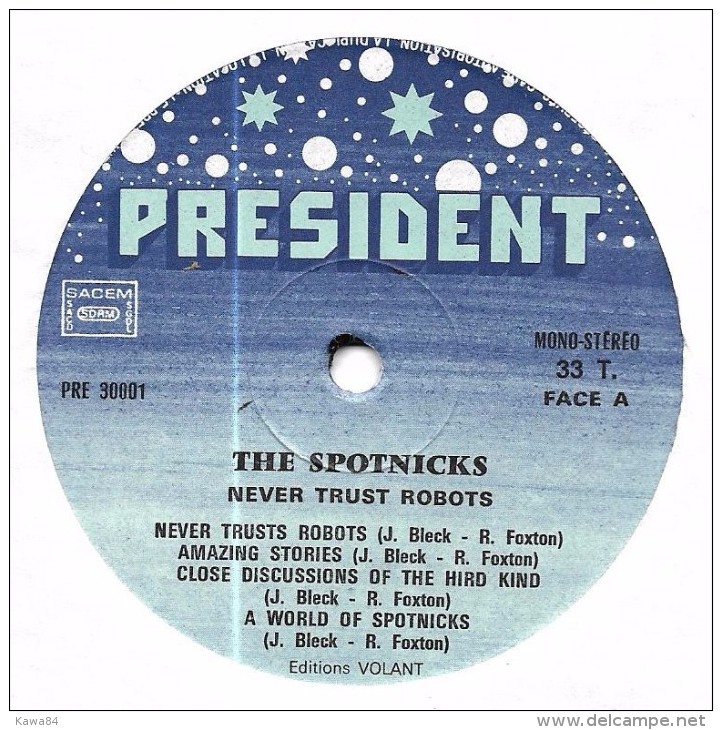 LP 33 RPM (12")  The Spotnicks  "  Never Trust Robots  " - Instrumentaal