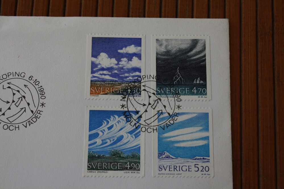 FDC FIRST DAY COVER PREMIER JOUR EMISSION SVERIGE SUEDE  MOLN OCH VADER FORSTADAGSBREV  NORRKOPING 6-10-1990 - FDC