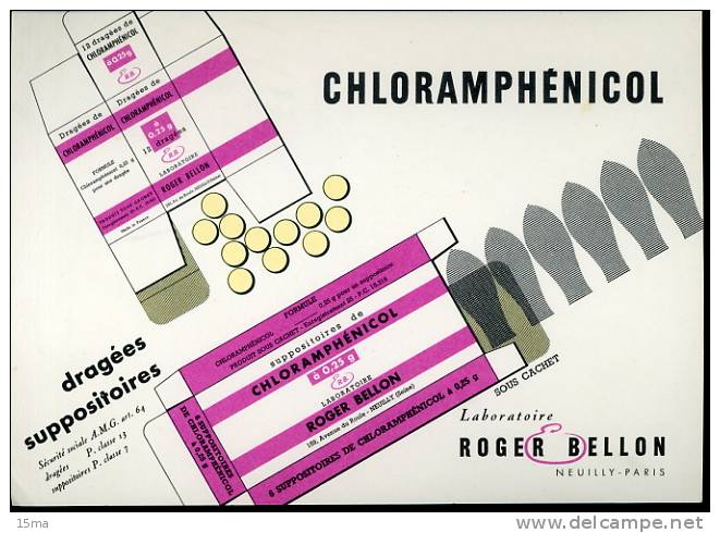 Buvard Chloramphénicol Dragées Suppositoires Roger Bellon - Chemist's