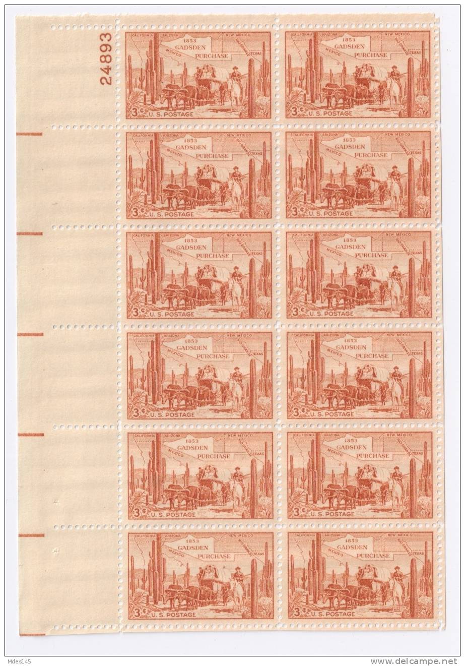 SC# 1028 Plate Block Of 12 Gadsen MNH  VF  UL 24893 - Plate Blocks & Sheetlets