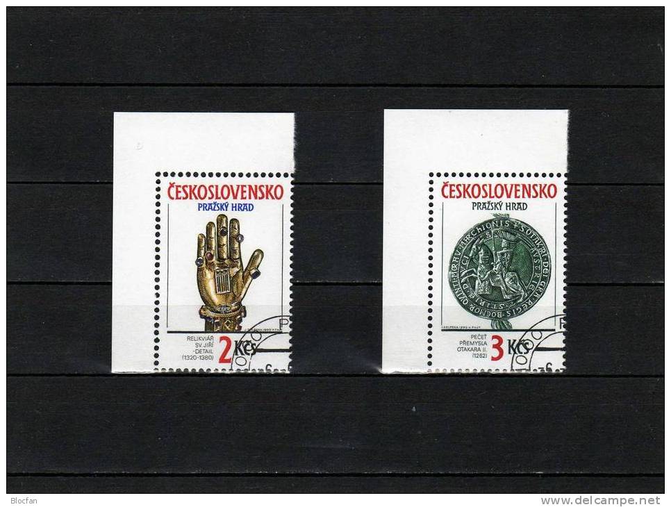 Siegel Ottokar II.1990 Tschechoslowakei3051/2+Kleinbogen O 9€ Eiserne Hand Kunst Prag Hoja Bloc Ss Art Sheetlets Bf CSSR - Blocks & Sheetlets