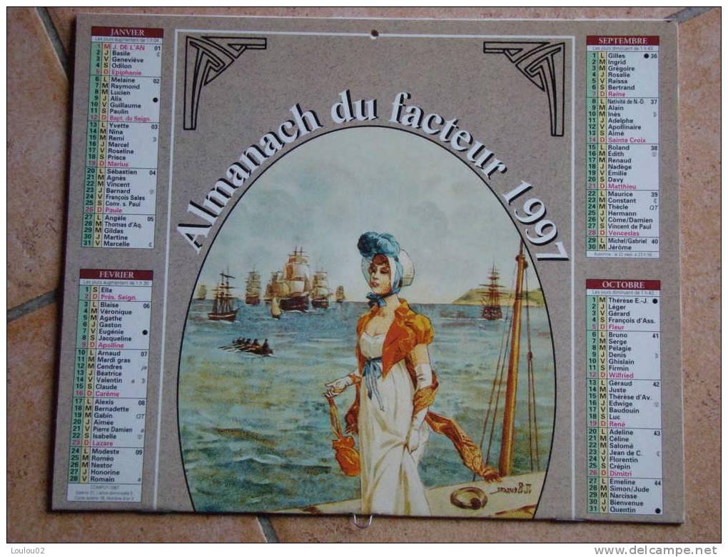 Calendrier ALMANACH Du Facteur PTT - 1997 - Divers - OBERTHUR - Aisne 02 - Excellent état - Groot Formaat: 1991-00