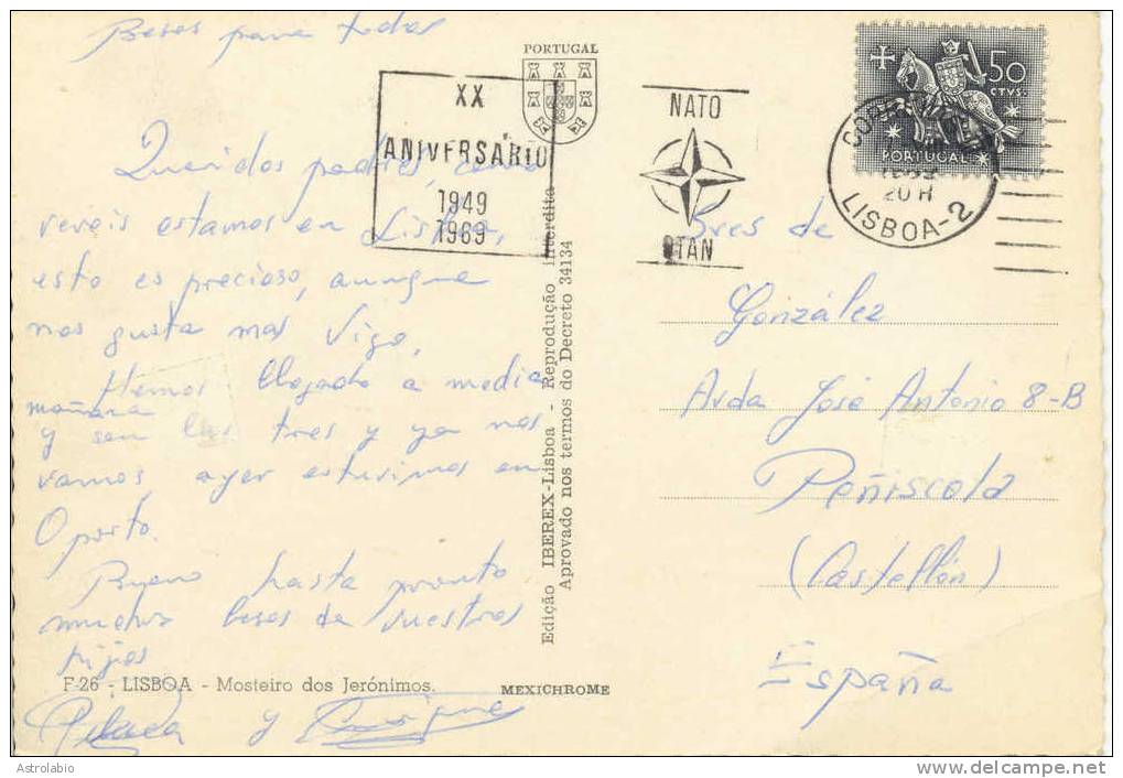 Portugal 1969 " XX Anivº De La NATO - OTAN " Flamme Sur Carte Postal - OTAN