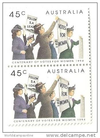 Australie, 1 Stamp (2x), Year 1994, SG 1465, Women's Emancipation, MNH/PF - Nuovi