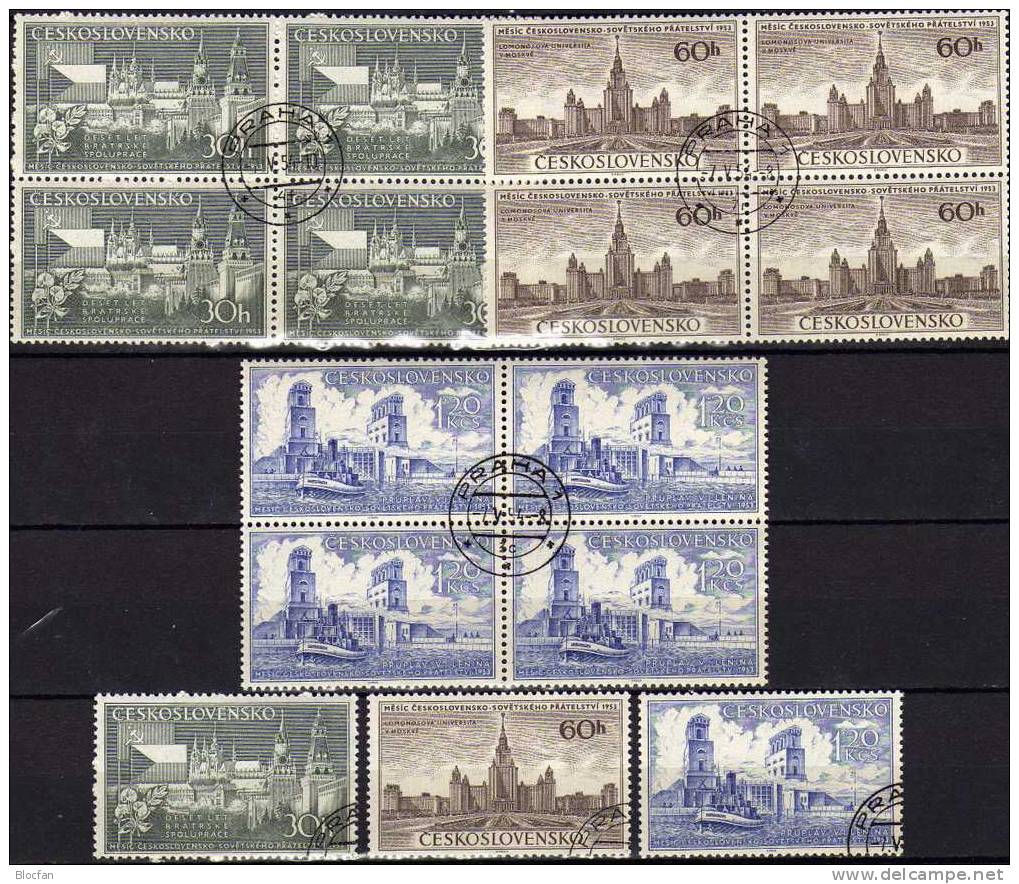 Bauwerke Freundschaft Sowjetunion Und CSSR 830/2+ 4-Block O 22€ Prager Burg, Kreml Moskau, Flaggen - Collections, Lots & Series